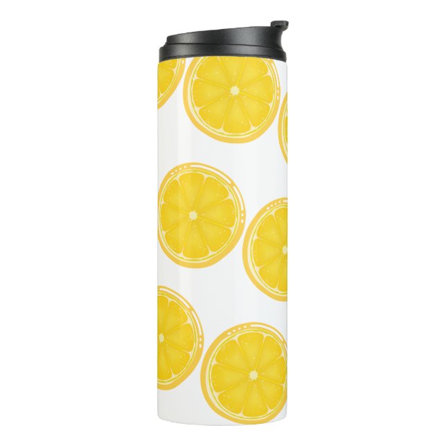 TROPICAL Citrus SUMMER FRUIT Orange lemons Slice Thermal Tumbler (Rotated Left)