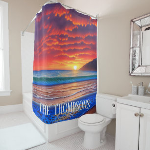 Tropical Clear Ocean Sunset Sky Shower Curtain