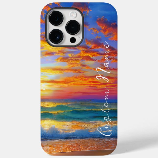 Tropical Clear Ocean Sunset with Personalised Name Case-Mate iPhone Case (Back)