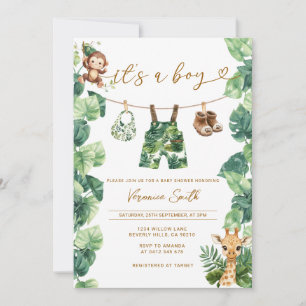 Tropical clothesline Boy Baby Shower Invitation