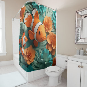 Tropical Clown Fish Ocean Beach Shower Curtain