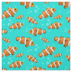 Tropical Clownfish & Bubbles Pattern Fabric