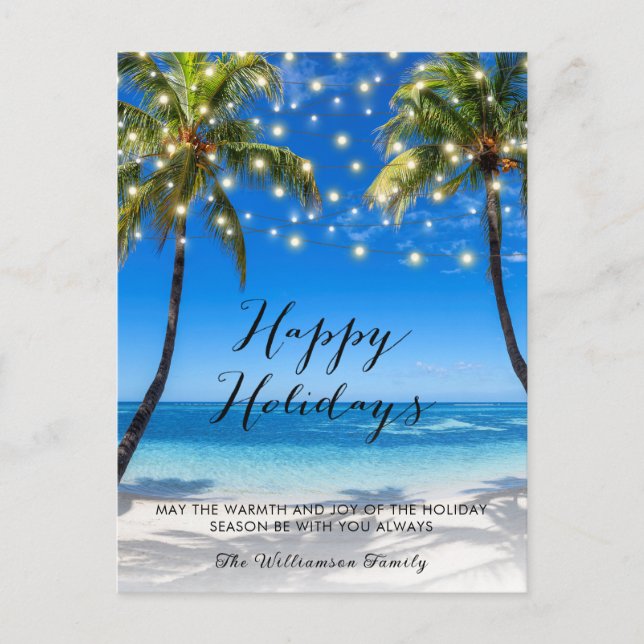 Tropical Coastal Beach Christmas Holiday Card  (Front)