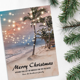 Tropical Coastal Beach Christmas Holiday Card