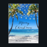 Tropical Coastal Beach Christmas Holiday Card<br><div class="desc">Tropical Coastal Beach Christmas Holiday Card - features a gorgeous,  tropical beach,  with glowing string lights and pretty script typography. Christmas Postcard is part of a collection.</div>