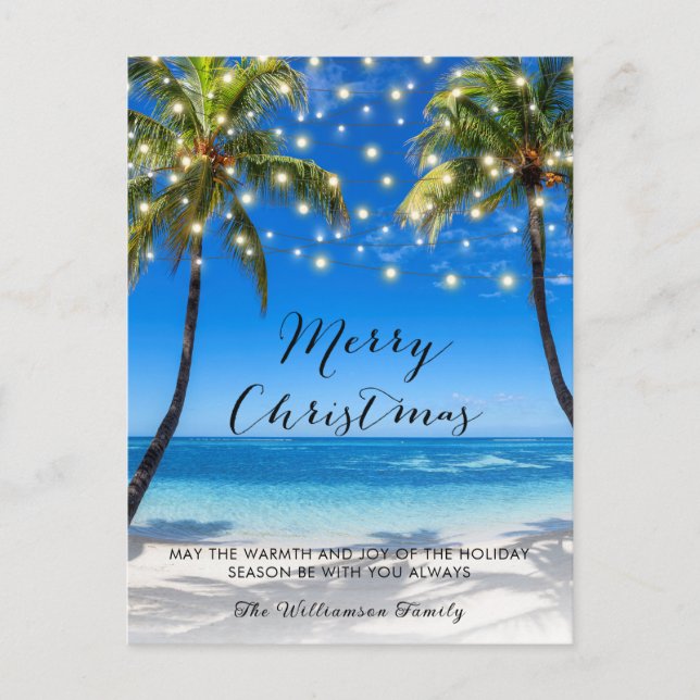 Tropical Coastal Beach Christmas Holiday Card  (Front)