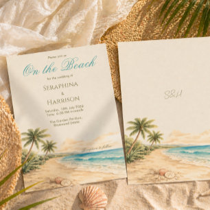 Tropical Coastal On the Beach Destination Wedding Invitation