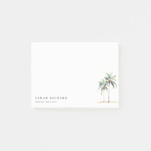 Tropical Coastal Palm Trees Watercolor Blue Green Post-it Notes