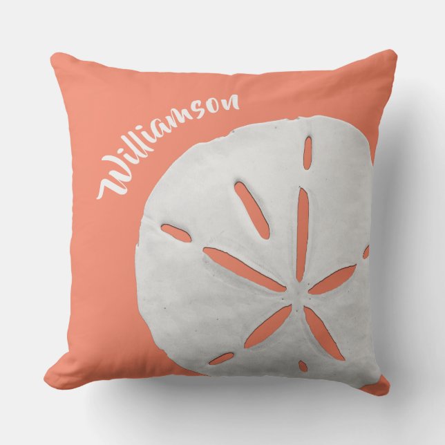 Tropical Coastal Sand Dollar Coral Beach Throw Pil Cushion (Front)