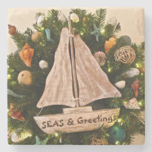 Tropical Coastal SEAS & Greetings Beach Christmas Stone Coaster