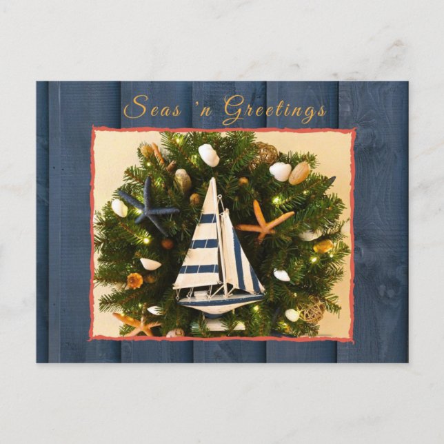 Tropical Coastal Seas 'n Greetings Christmas Postcard (Front)