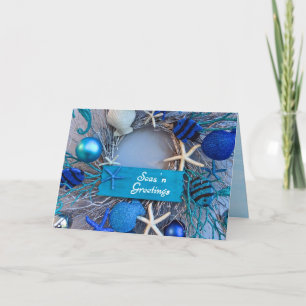 Tropical Coastal Seashell Holiday Christmas Card