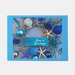 Tropical Coastal Seashell Holiday Christmas Doormat