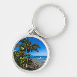 Tropical coastline key ring