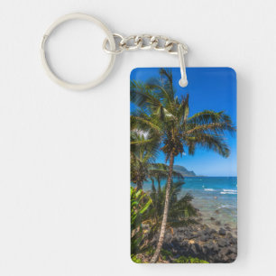 Tropical coastline key ring