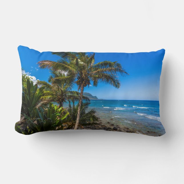 Tropical coastline lumbar cushion (Front)