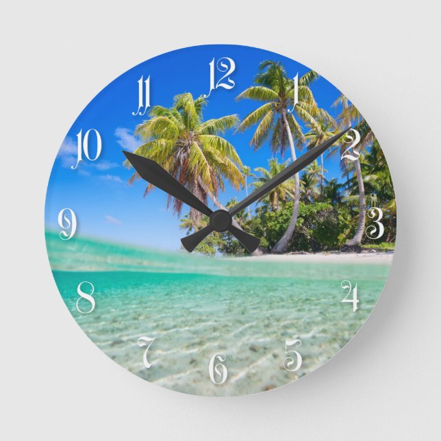 Tropical coastline round clock (Front)