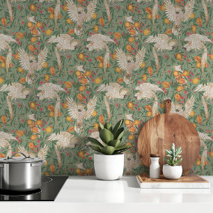 Tropical Cockatoo Garden Wallpaper