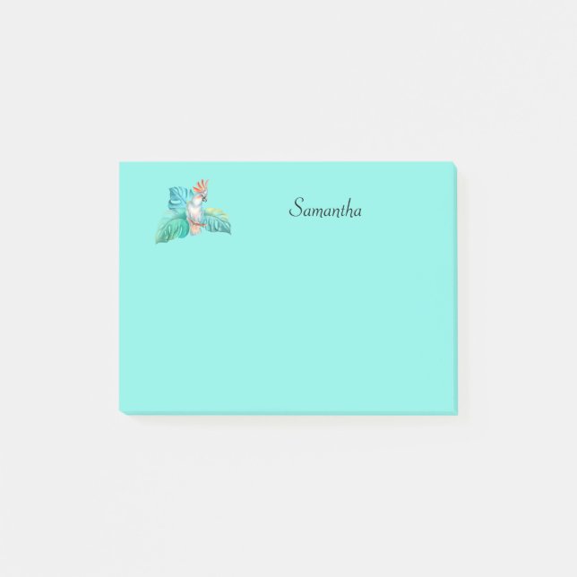 Tropical Cockatoo Parrot Personalised 4x3 Post-it Notes (Front)