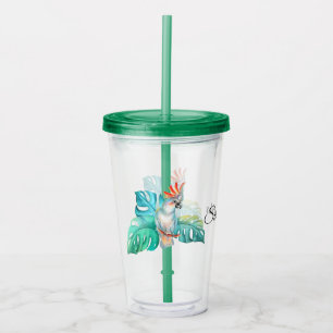 Tropical Cockatoo Parrot Personalised Acrylic Tumbler