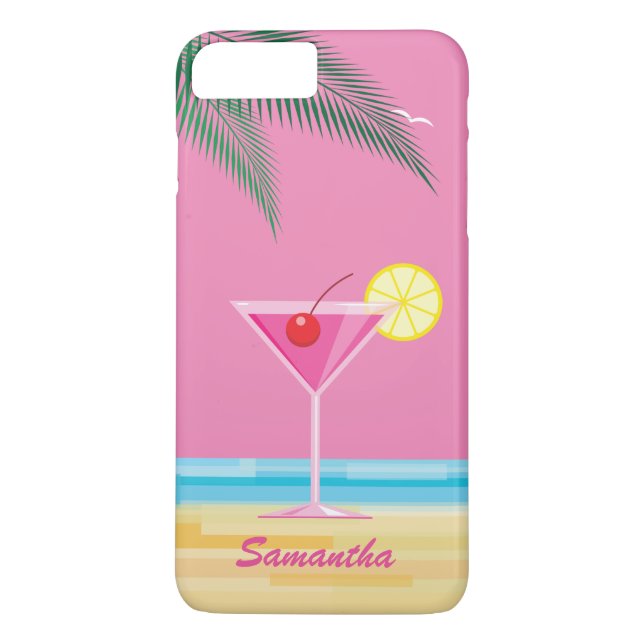 Tropical Cocktail & Beach iPhone 7 Plus - pink Case-Mate iPhone Case (Back)