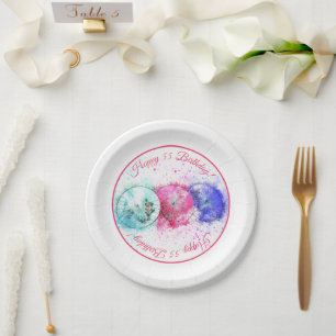 Tropical Cocktail Drink Umbrellas 55th Birthday Paper Plate