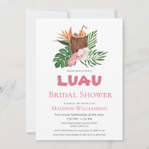 Tropical  Cocktail Floral Luau Bridal Shower Invitation