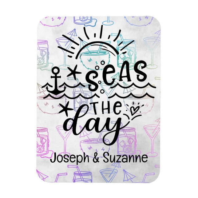 Tropical Cocktail Personalised Seas the Day Cruise Magnet (Vertical)
