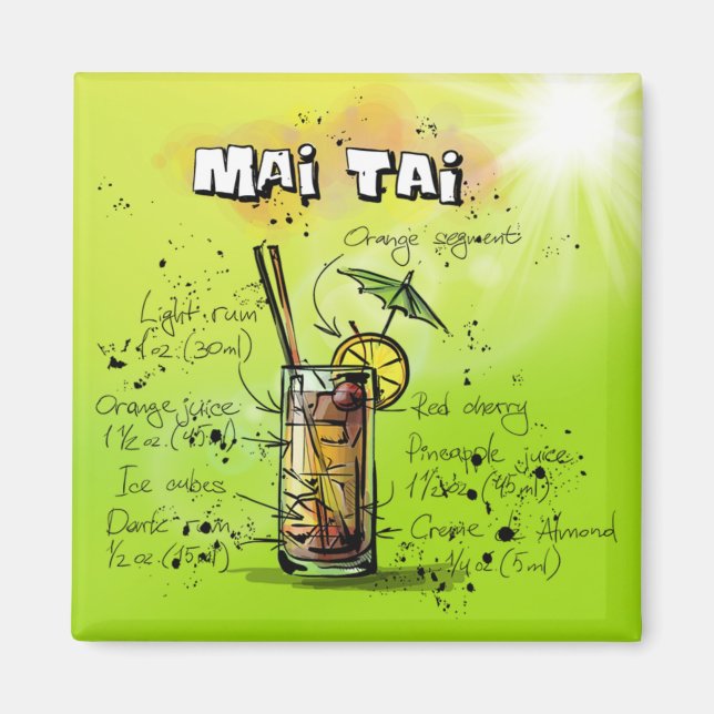 Tropical Cocktail Recipe Magnet (Front)