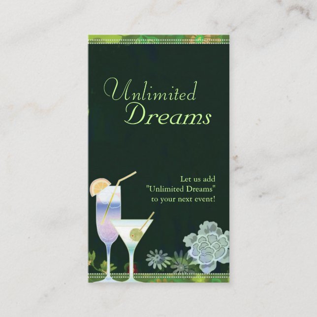 Tropical Cocktails Event Planner Business Card (Front)