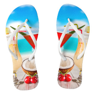 Tropical Cocktails Flip Flops Sandals