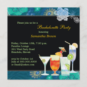 Tropical Cocktails Fun Bachelorette Party Invitation