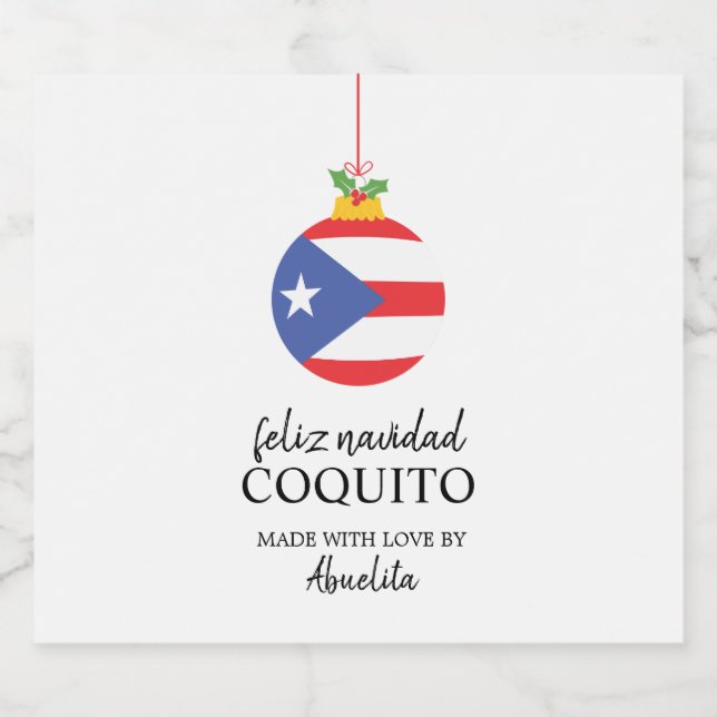 Tropical Coconut Coquito Christmas Drink Liquor Bottle Label (Single Label)