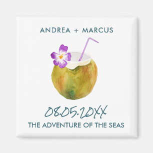 Tropical Coconut Cruise Ship Wedding Favour Magnet
