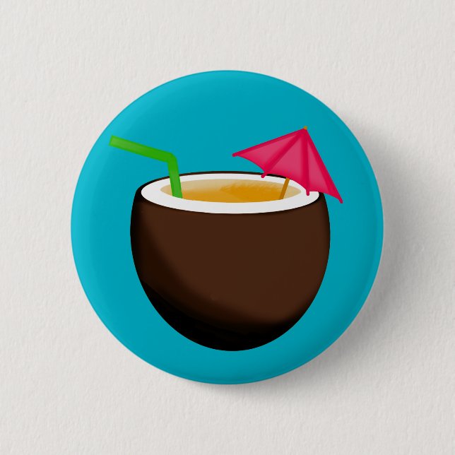 Tropical Coconut Drink 6 Cm Round Badge (Front)