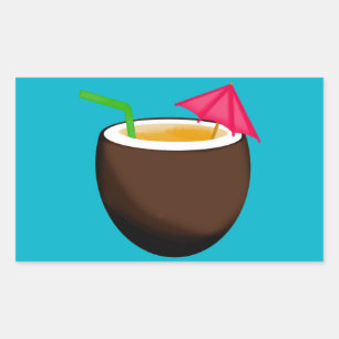 Tropical Coconut Drink Rectangular Sticker