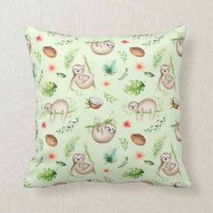 Tropical Coconut Sloth Pattern Cushion
