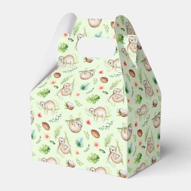 Tropical Coconut Sloth Pattern Favour Box (Front Side)