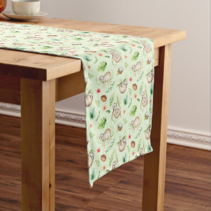 Tropical Coconut Sloth Pattern Short Table Runner