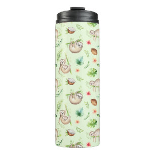 Tropical Coconut Sloth Pattern Thermal Tumbler