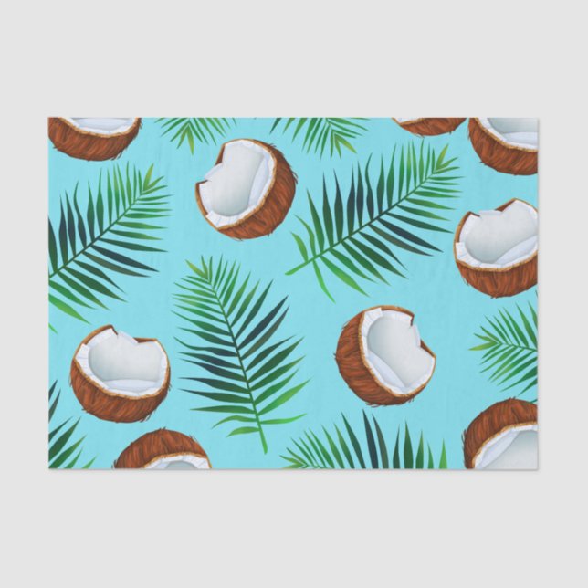 Tropical Coconuts & Palm Leaves Print Tissue Paper (Front)