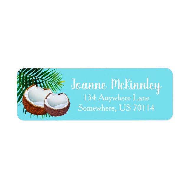Tropical Coconuts & Palm Leaves Return Address Label (Front)