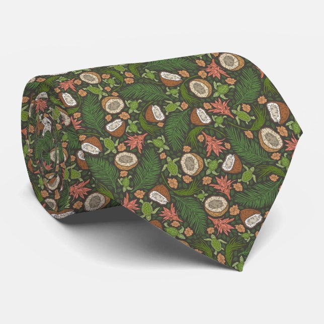 Tropical Coconuts Tie (Rolled)