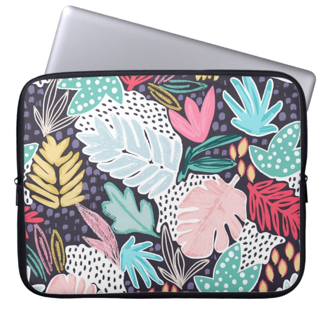 Tropical Collage Colorful Pattern Laptop Sleeve (Front)