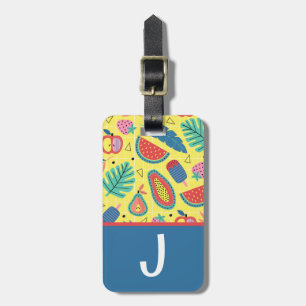Tropical Color Block Kid's Initial Luggage Tag
