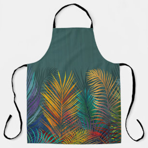 Tropical coloured palm leaves. Rainbow neon leaves Apron