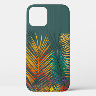 Tropical coloured palm leaves. Rainbow neon leaves iPhone 12 Case
