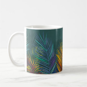 Tropical coloured palm leaves. Rainbow neon leaves Coffee Mug