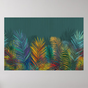 Tropical coloured palm leaves. Rainbow neon leaves Poster