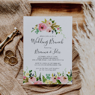 Tropical Colourful Autumn Floral Wedding Brunch Invitation